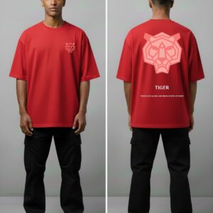 Men’s Red Tiger Graphic Oversized T-Shirt