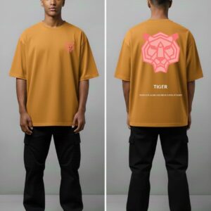 Men’s Yellow Tiger Graphic Oversized T-Shirt