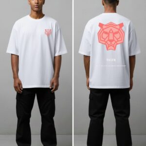 Men’s WHITE Tiger Graphic Oversized T-Shirt