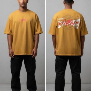 Mens's yellow Graphic Oversized T-Shirt
