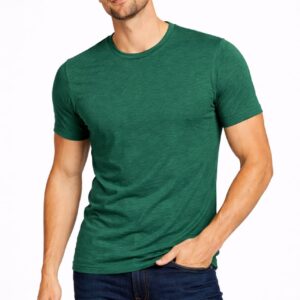 OLIVE GREEN Slub Single Jersy Solid Round Neck
