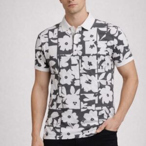 MONOCHROME BLOOM POLO T-SHIRT