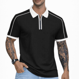 MIDNIGHT EDGE ZIP POLO T-SHIRT