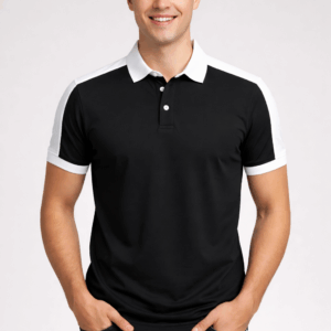Men’s Black & White Contrast Collar Polo T-Shirt