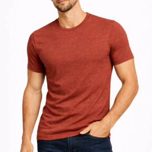 Rustic Orange Solid Round Neck