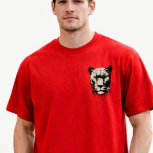 Men’s Red Graphic Oversized T-Shirt