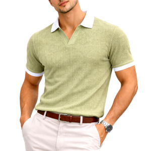 Men's Premium Waffle Knit  POLO Neck T-Shirt