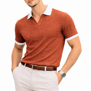 Men's Premium Waffle Knit  POLO Neck T-Shirt