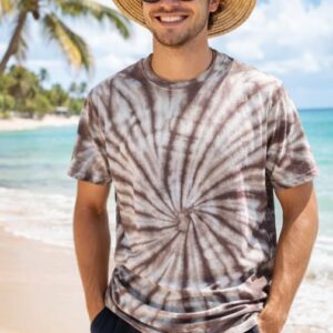 Sky Burst Tie-Dye Crew Neck T-Shirt-Brown Wave Edition