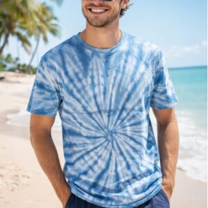 Sky Burst Tie-Dye Crew Neck T-Shirt-Blue Wave Edition