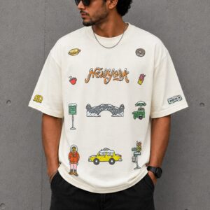 Men’s White Graphic Oversized T-Shirt