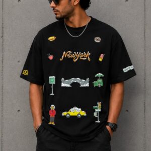 Men’s Black Graphic Oversized T-Shirt